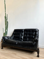 Small Vintage Mid Century Sofa in Vegan Leather