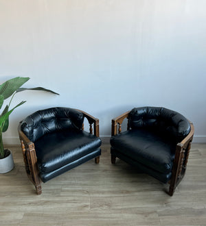 Vintage Club Chairs in Vegan Leather