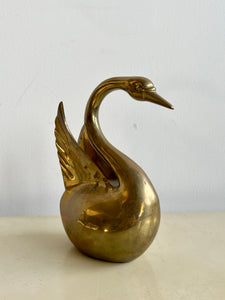 Vintage Solid Brass Swan