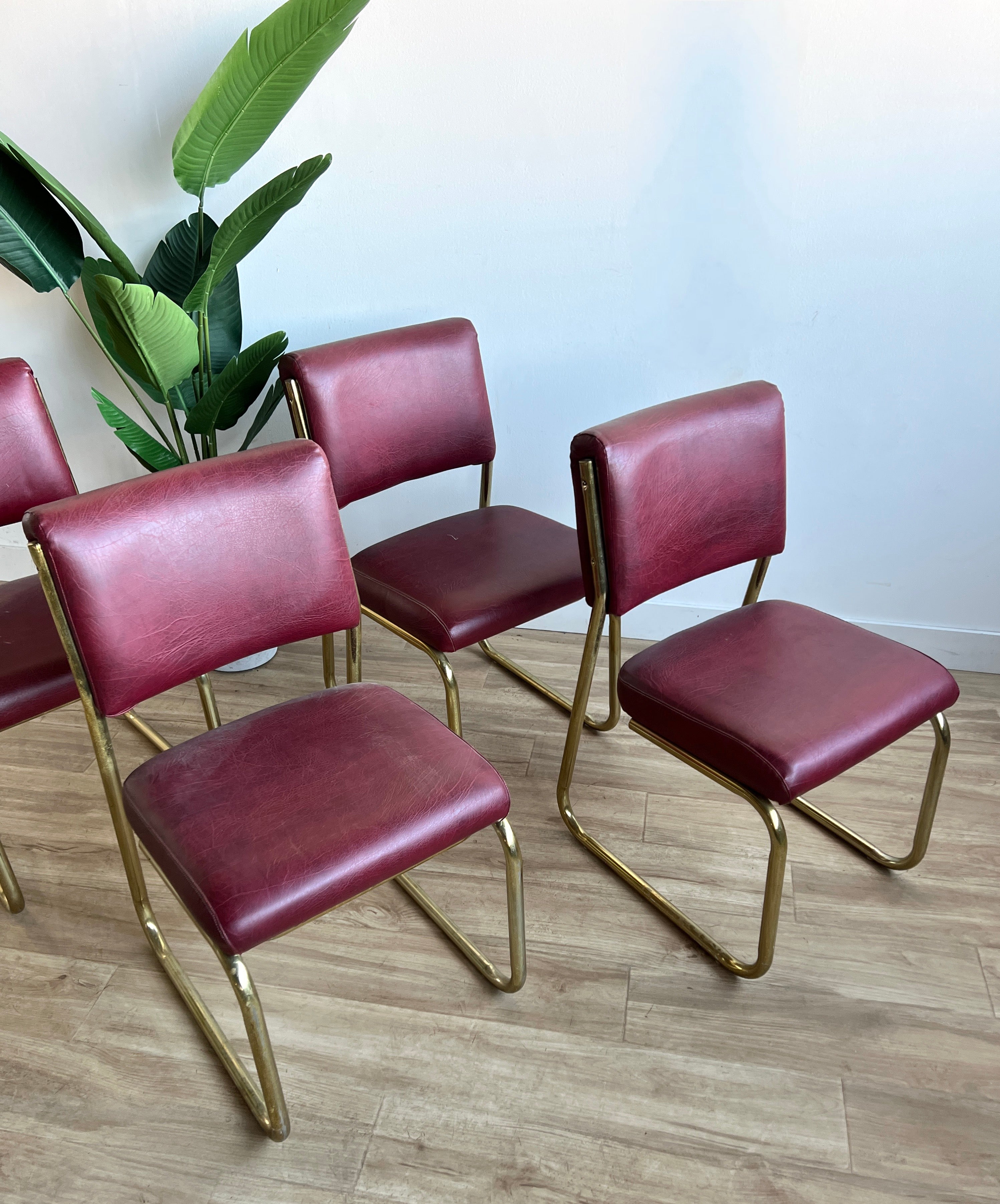 Set of Four Vintage Brass Dining Chairs in Your Fabric