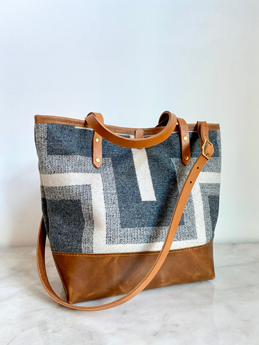 The Linda Tote in Leather & Wool – Home and Closet Vintage