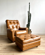Vintage Leather Lounge Chair & Ottoman