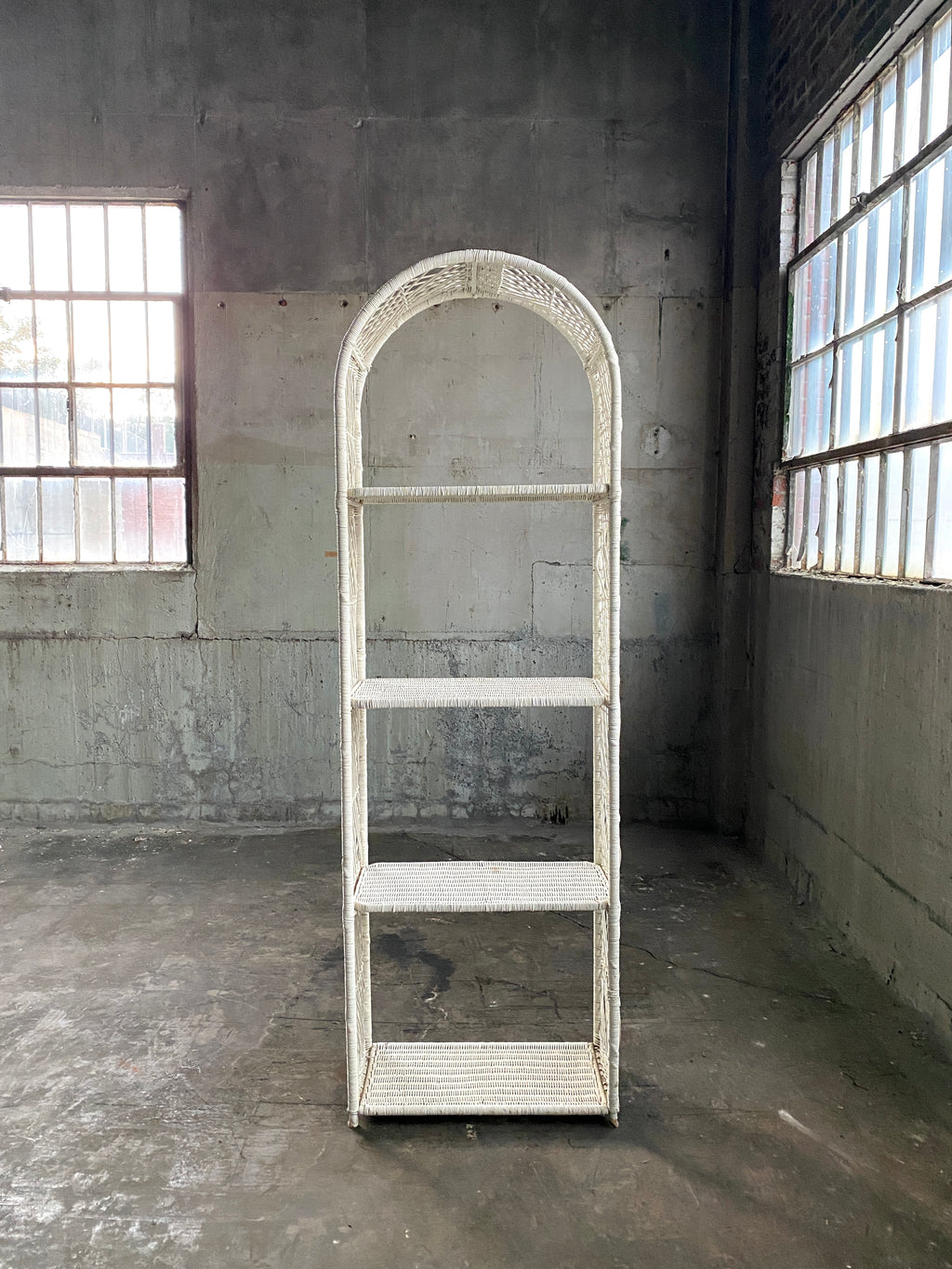 Vintage White Wicker Shelf