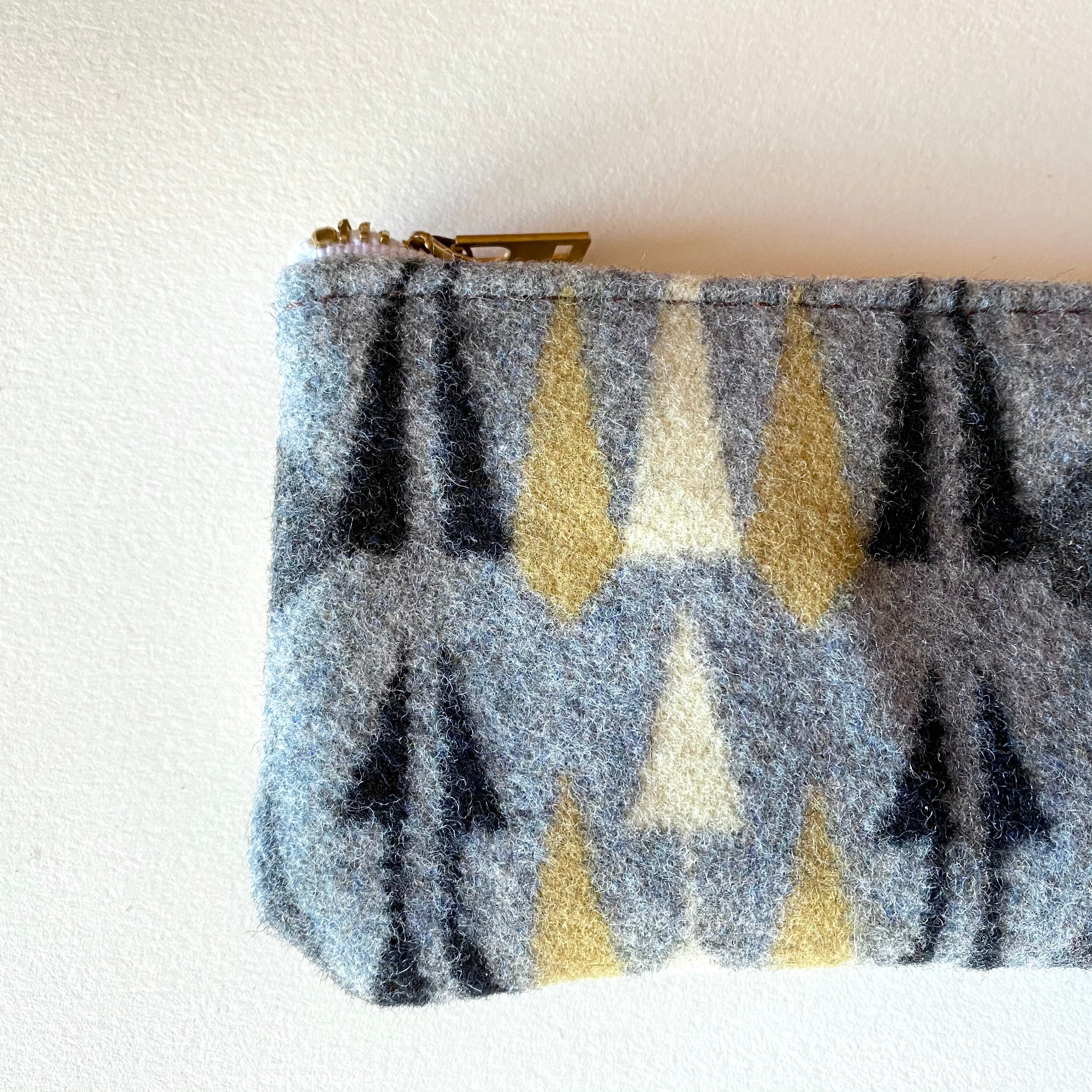 Small Accessory Bag in Leather & Wool