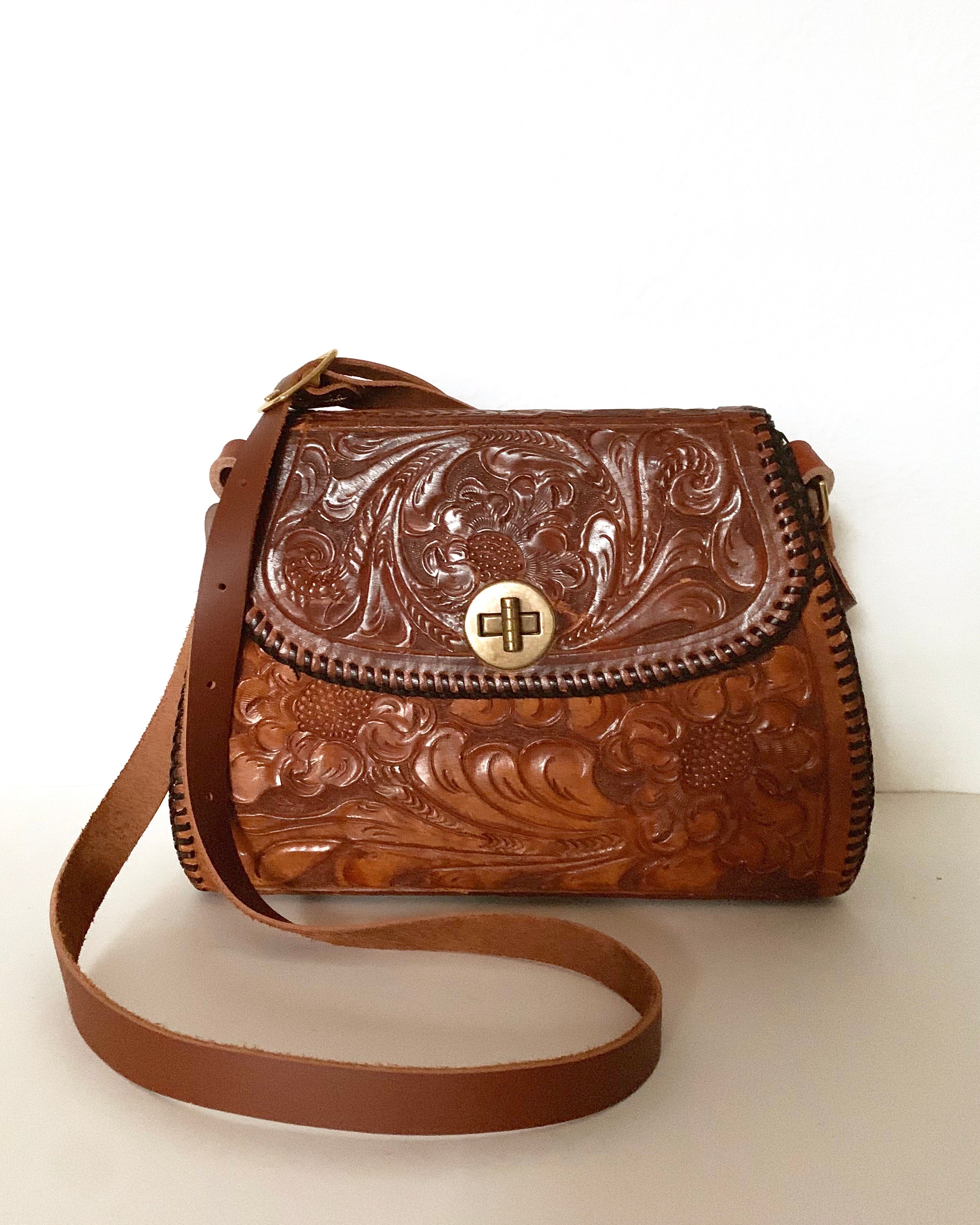 Hand Tooled Leather Bagcrossbody Tooled Bagleather Carved  Etsy New  Zealand