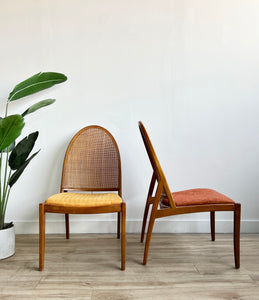 Vintage Mid Century Cane Lounge Chairs w/ Upholstery Service