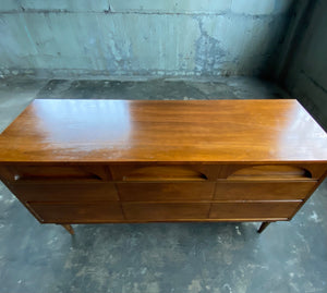 Nine Drawer Mid-Century Dresser Credenza
