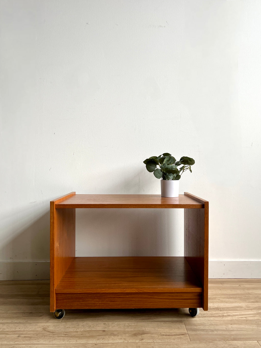 Vintage Danish Teak Record Player Stand with Record Storage