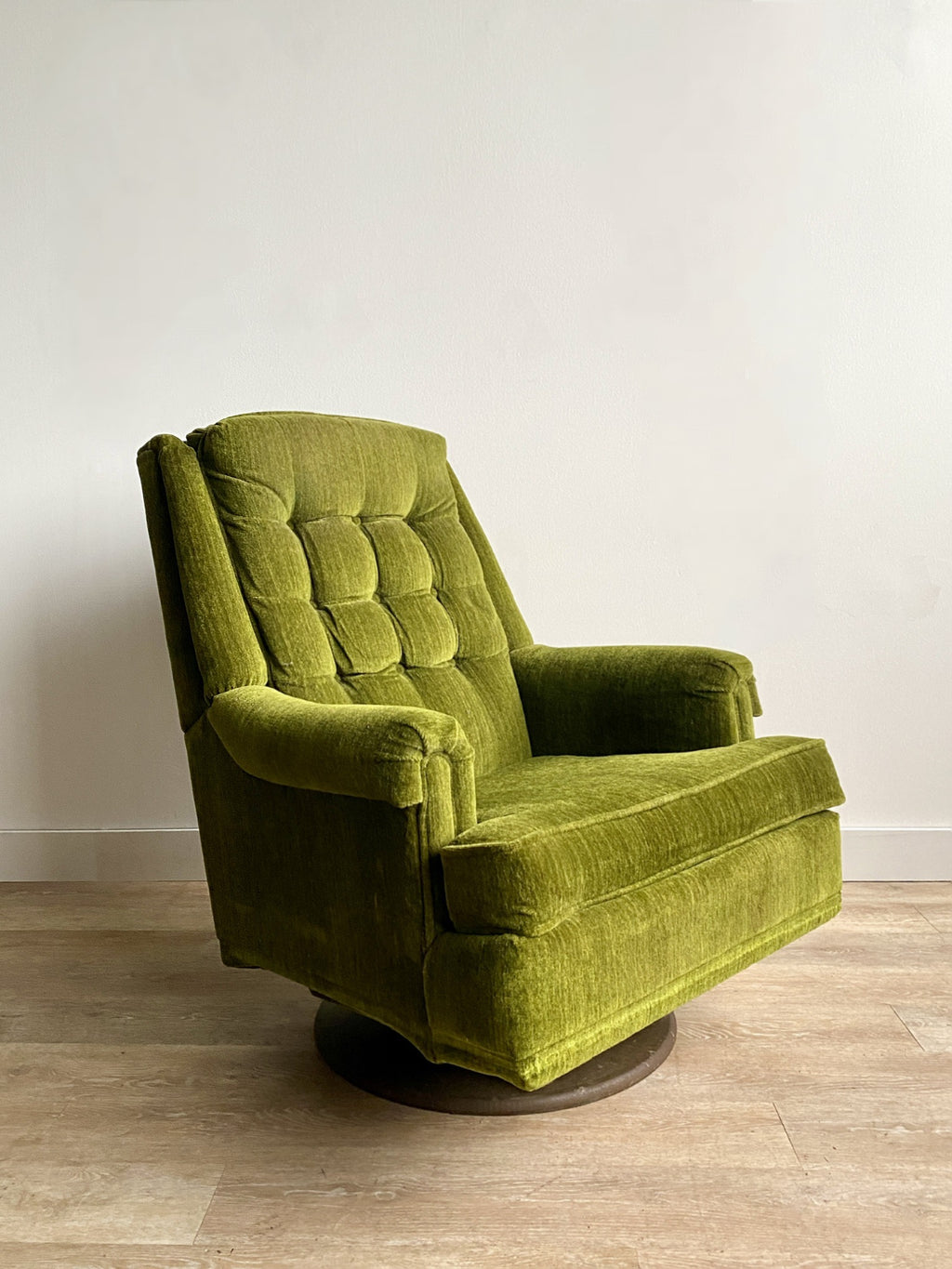 Vintage Green Velvet Swivel Recliner