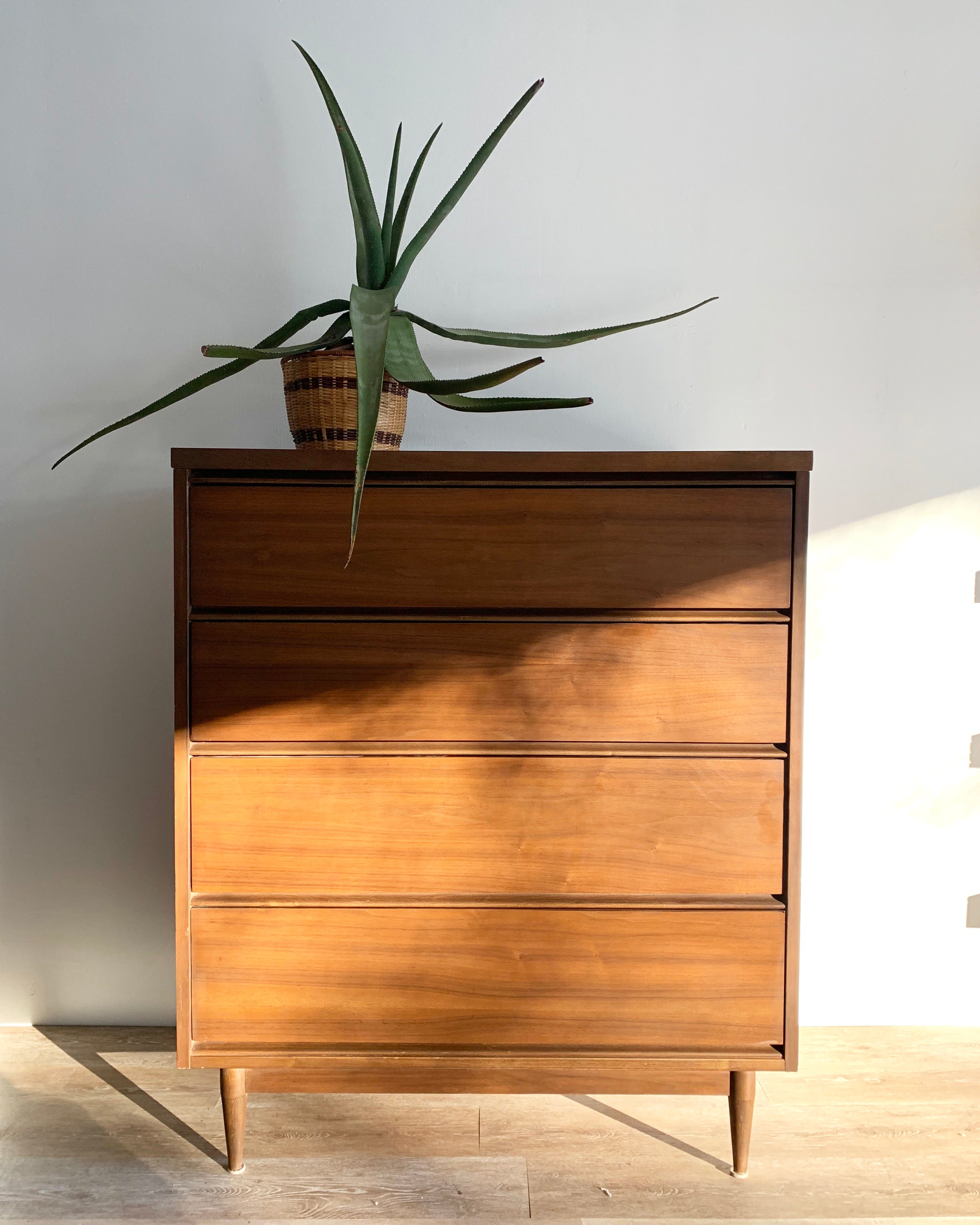 mid century modern 4 drawer dresser Vynxaria 4 Drawer Dresser Walnut Mid Century Modern Wooden Storage Cabinet Gold Metal Knobs Smooth Slides Multi Purpose For Bedroom Living Room at Lowes.com