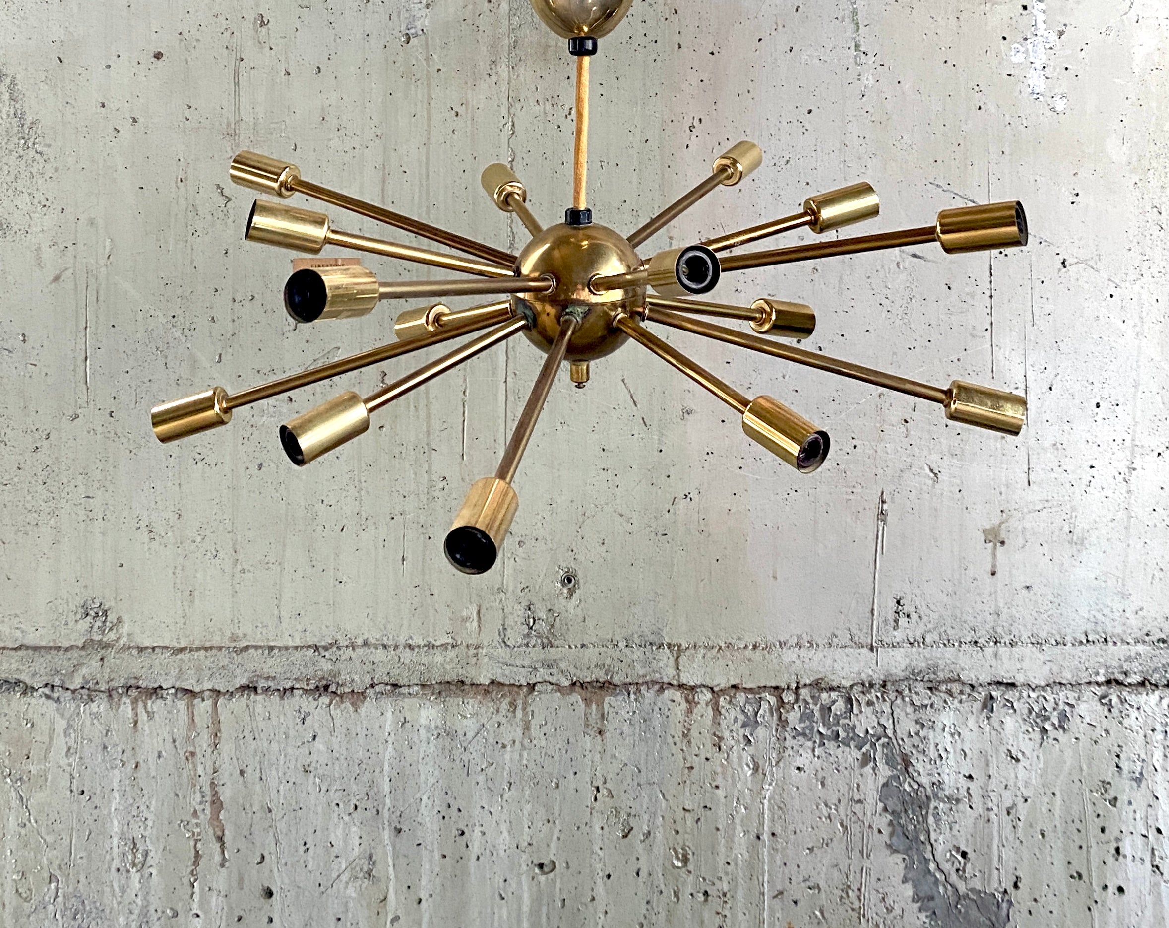 Vintage Brass Sputnik Chandelier Light Fixture