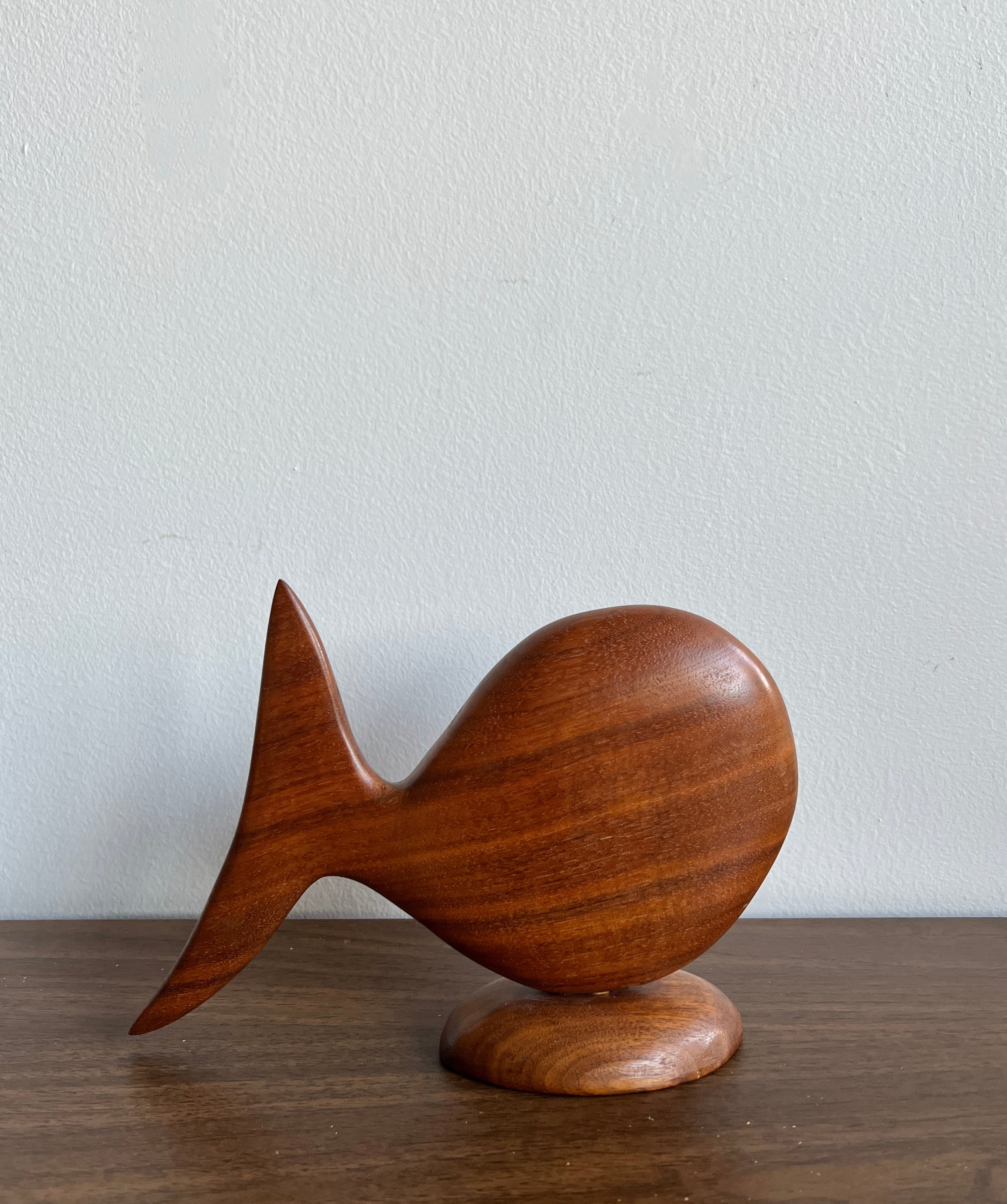 Vintage Walnut Fish Sculpture