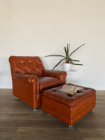 Vintage Leather Lounge Chair and Ottoman by Drexel