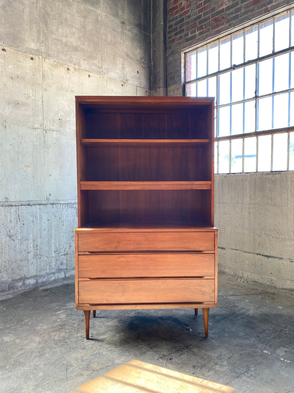 Vintage Mid-Century Bookcase Hutch Shelving Unit