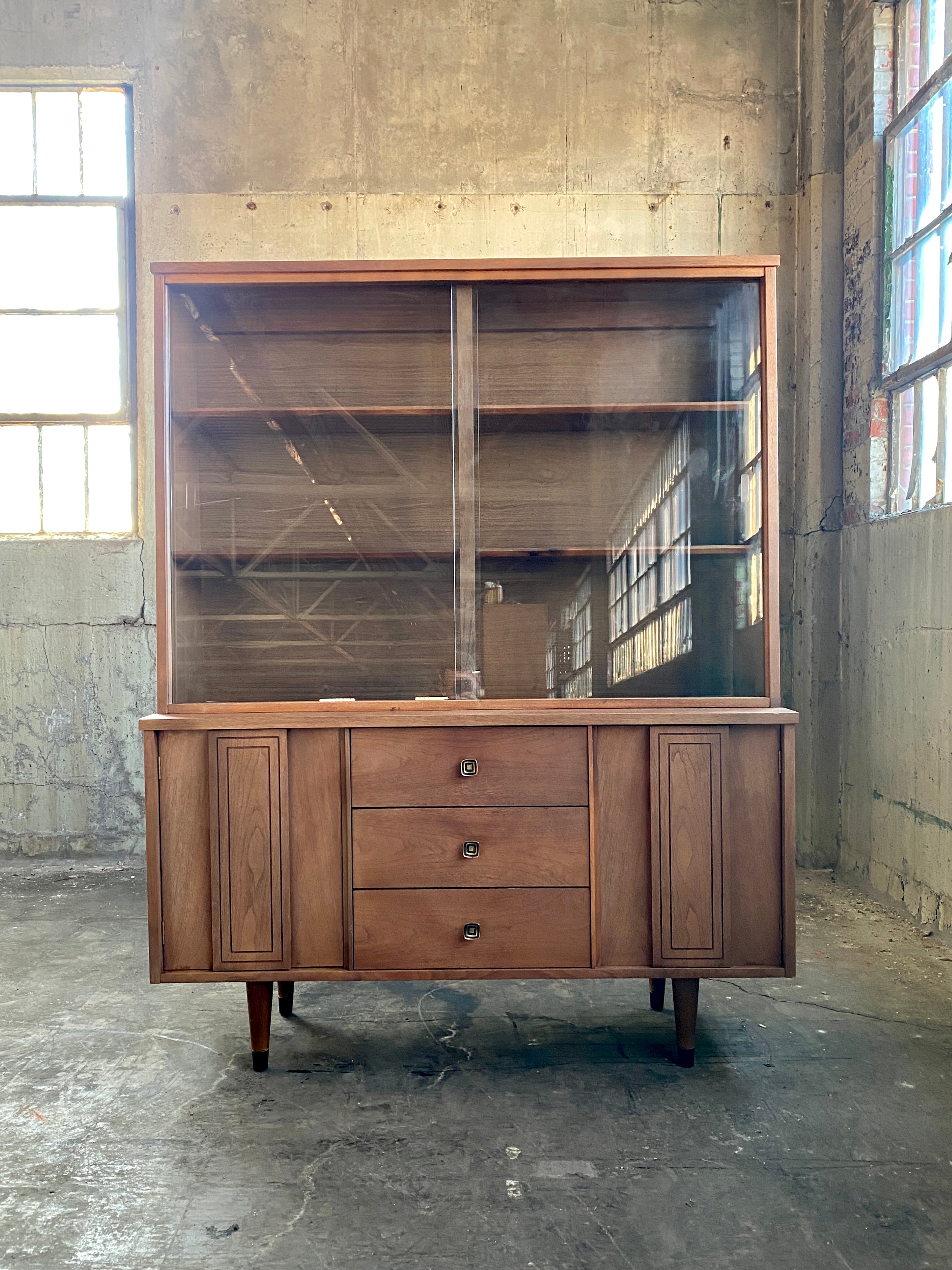 Vintage Mid Century Hutch Book Case