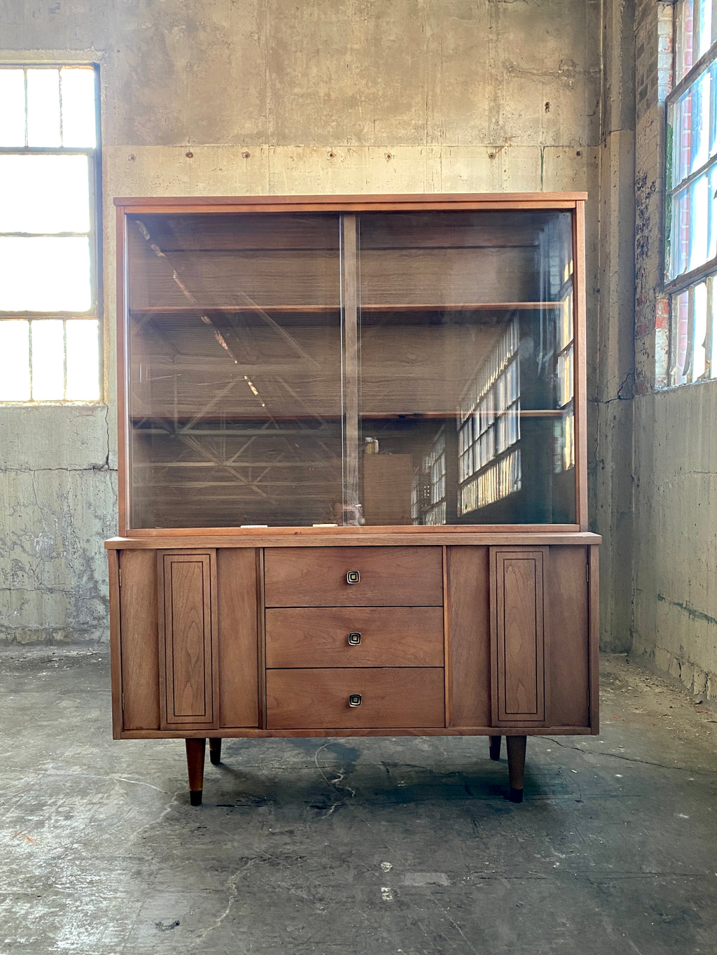 Vintage Mid Century Hutch Book Case