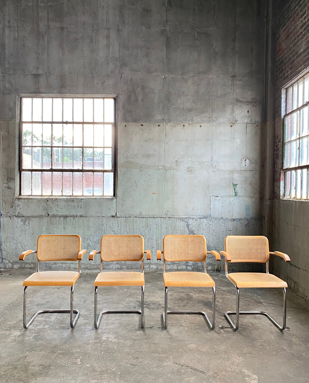 Set of Four Vintage Italian Marcel Breuer Cesca Style Cane Chairs