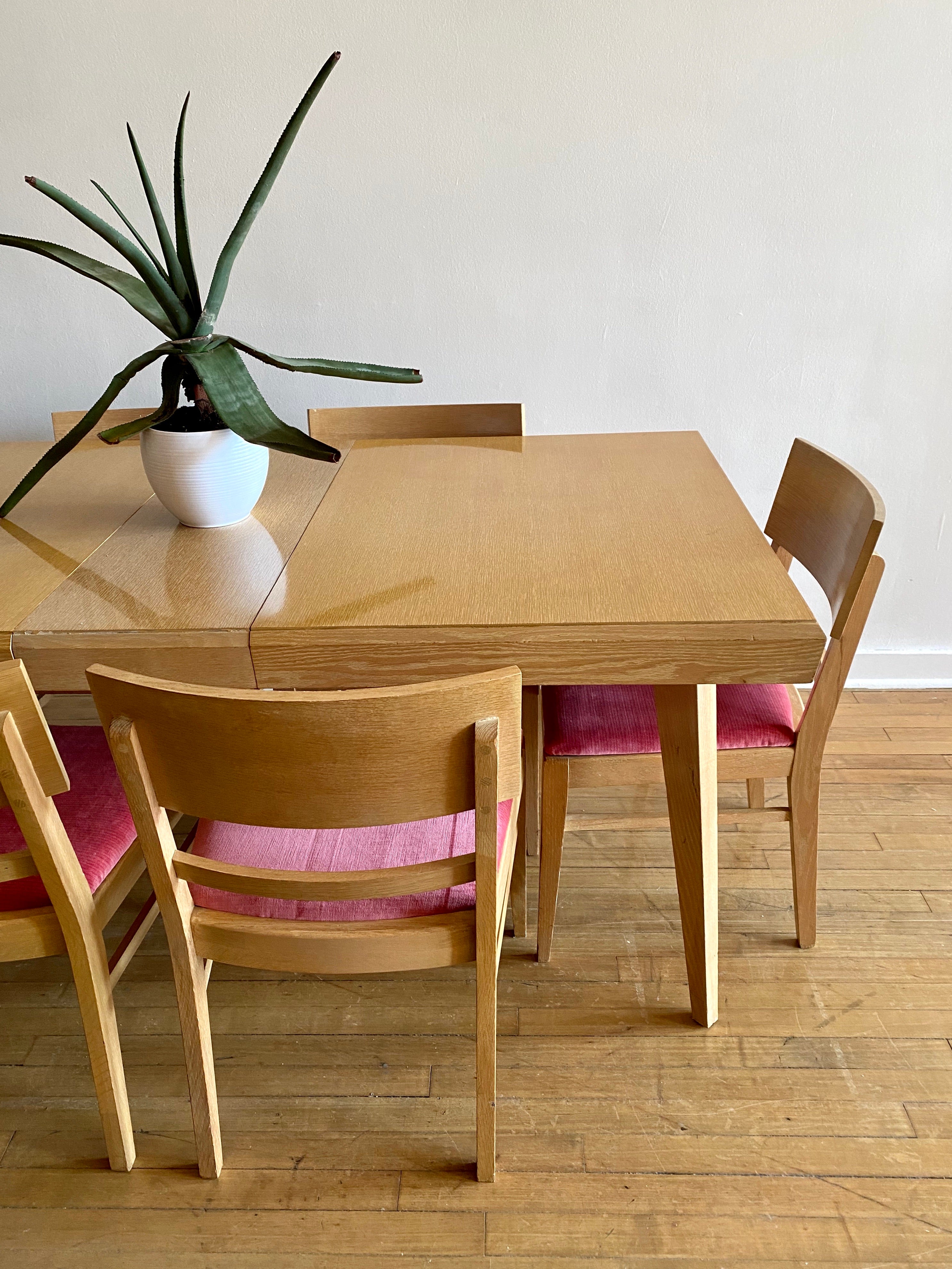 Mid-Century Dining Set in New Vintage Blush Upholstery