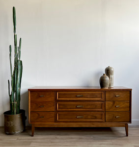 broyhill dresser Mid Century 'Saga' Walnut Lowboy Warehaus Orlando this long dresser is a powerhouse when it comes to storage Vintage Midcentury Broyhill Dresser