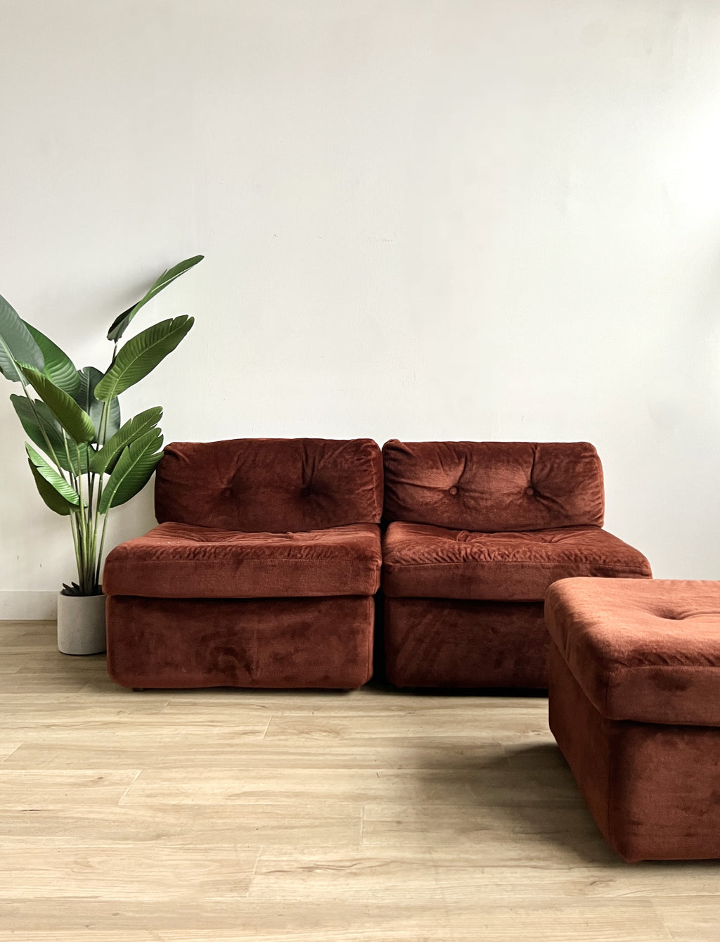 Vintage 1970s Modular Sofa & Ottoman
