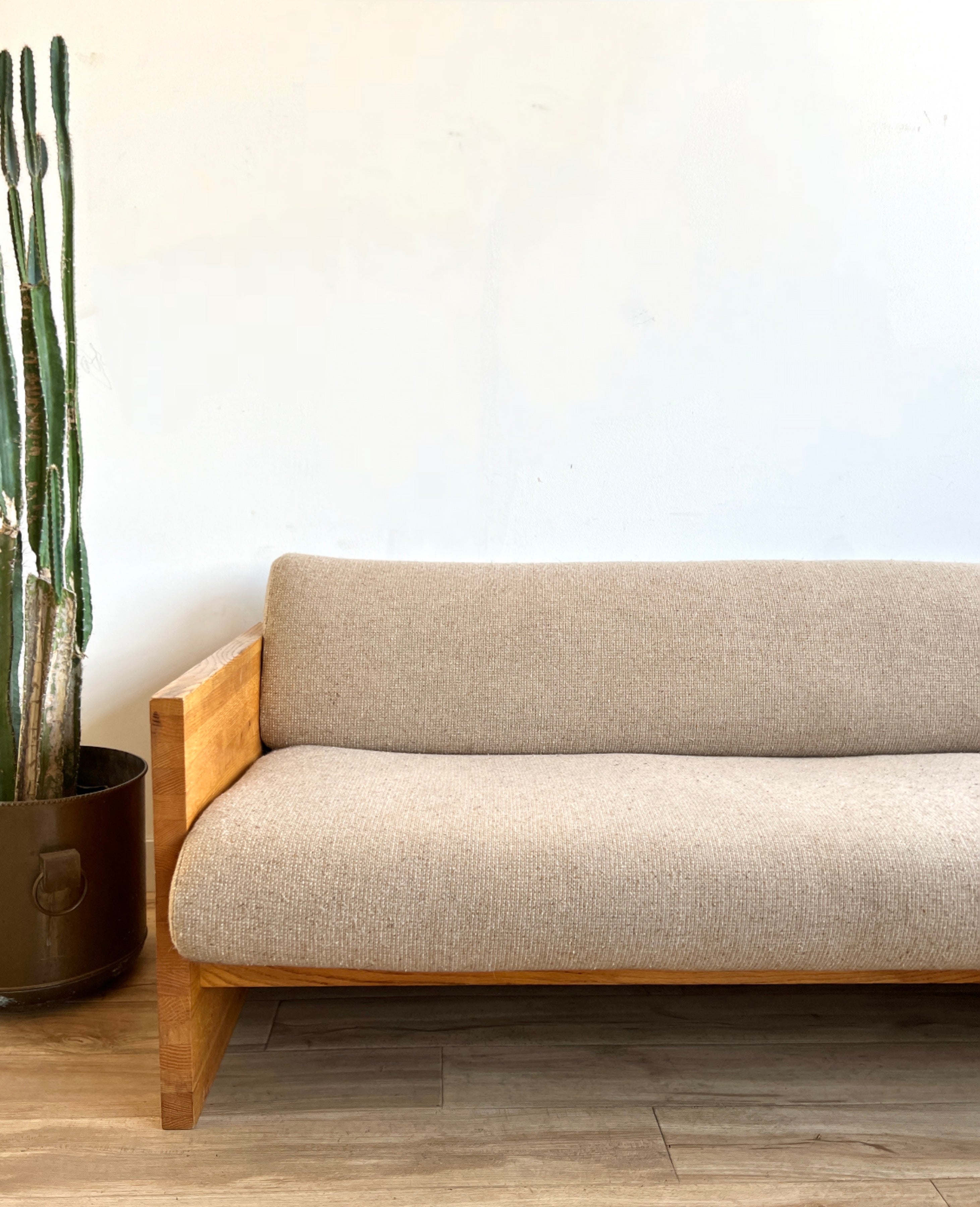 Vintage Sofa in White Oak with Full Upholstery Service