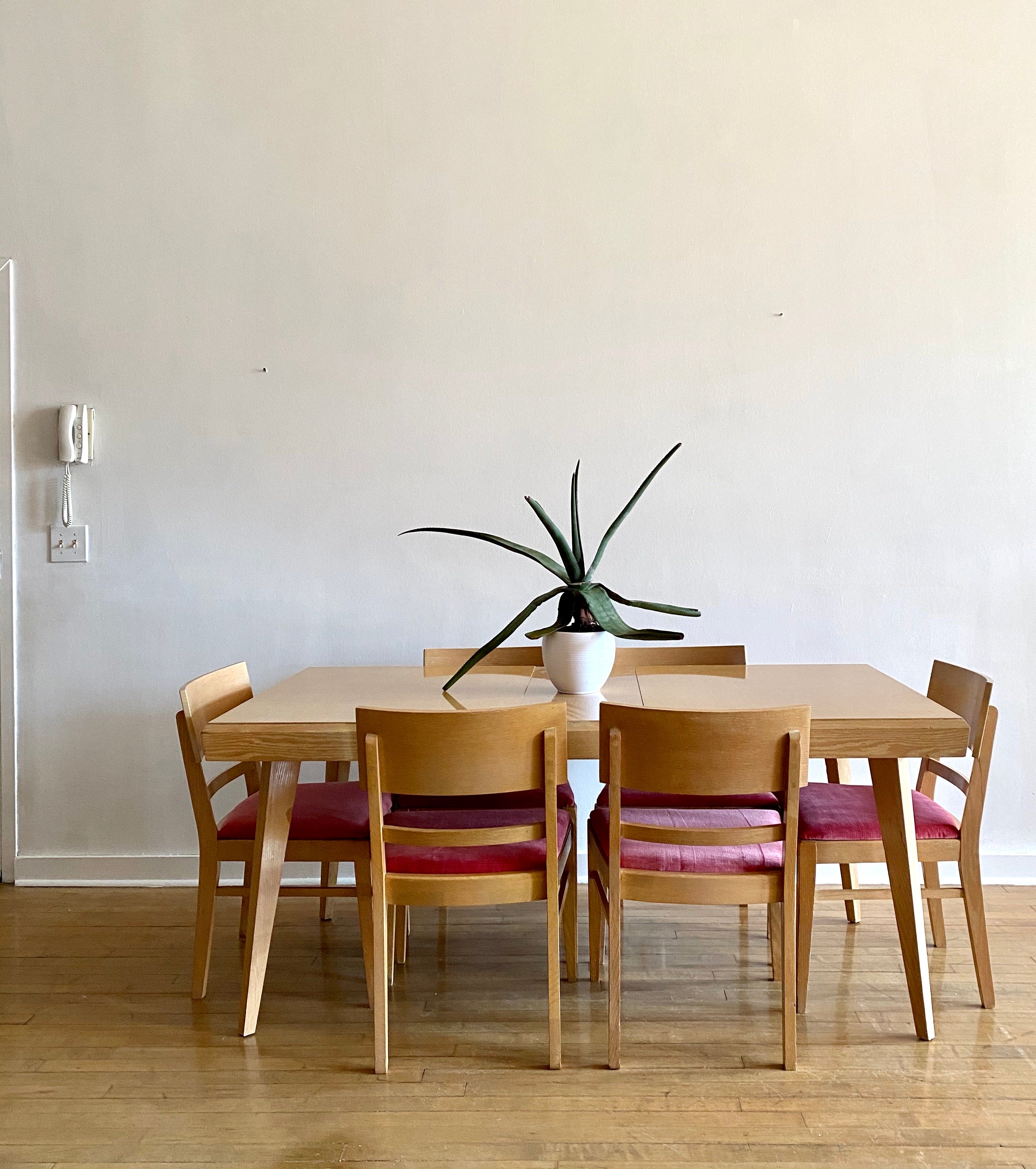 Mid-Century Dining Set in New Vintage Blush Upholstery
