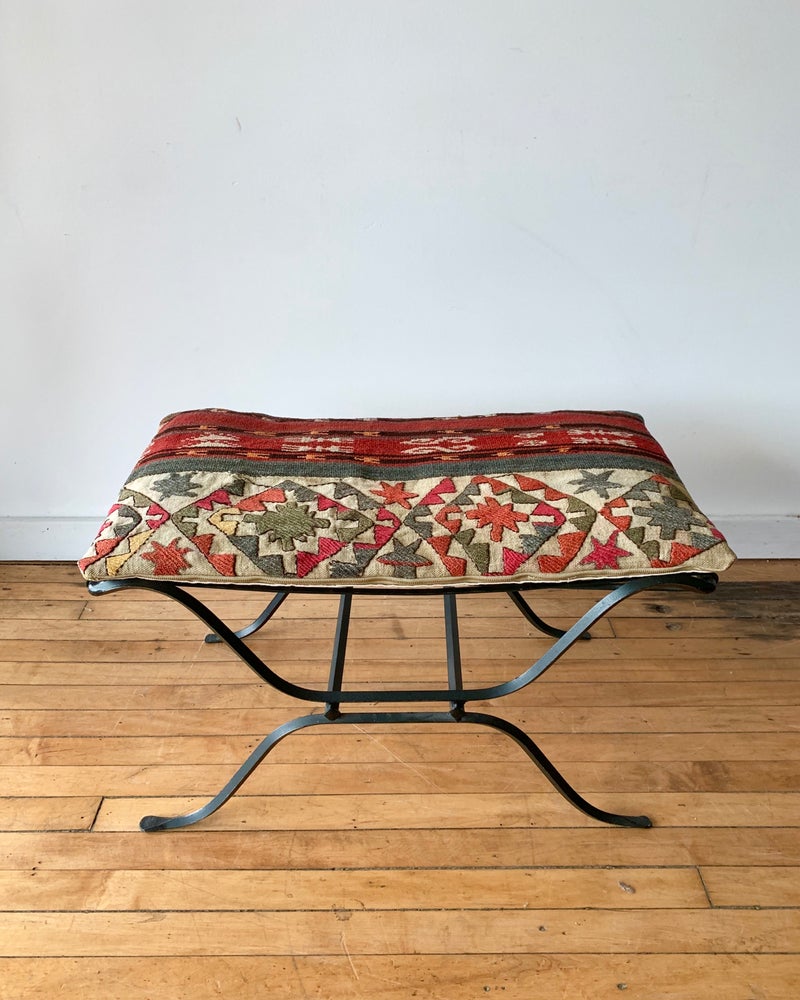 Vintage Ottoman with Vintage Flat Weave Cushion