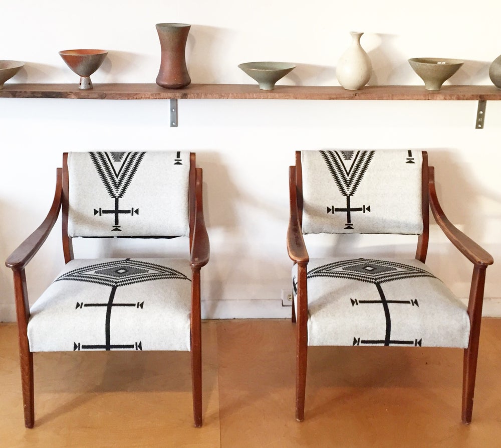 Mid-Century Chairs in Pendleton Wool