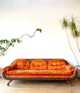 Vintage Orange Velvet Sofa