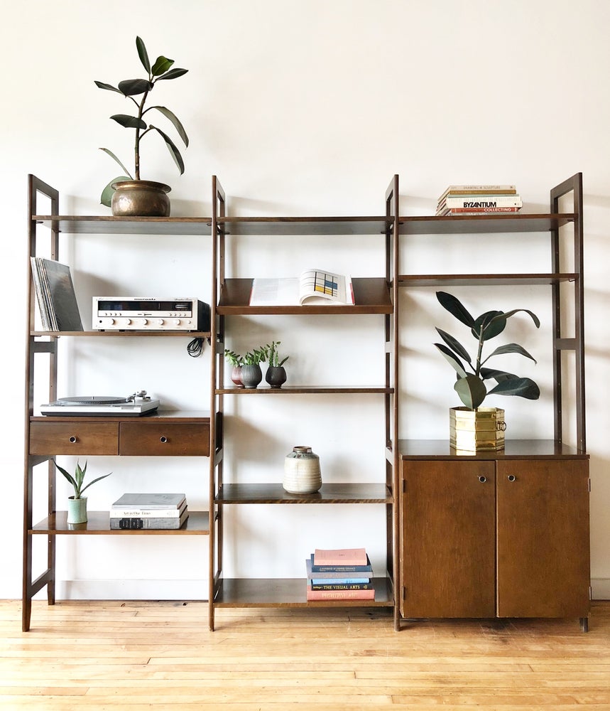 Mid-Century Wood Shelving Unit