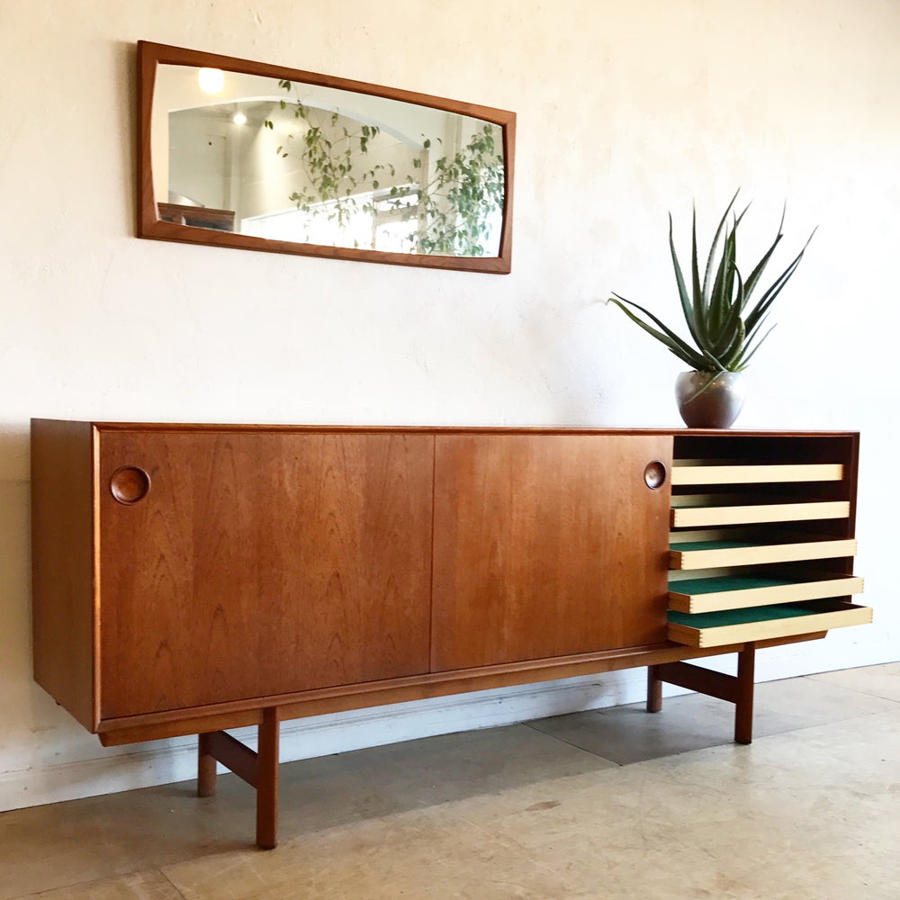 Large teak credenza by Frederik Kayser for Gustav Bahus