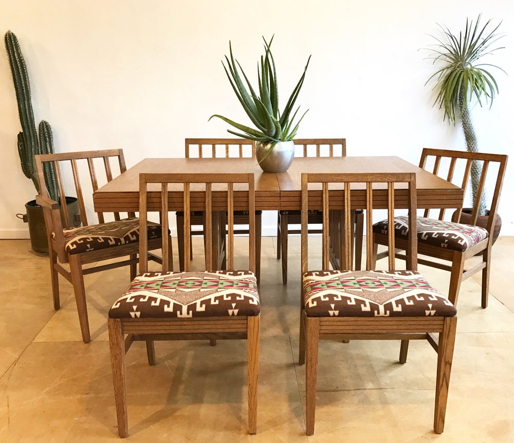 Mission Style Dining Set With Pendleton Wool Seats