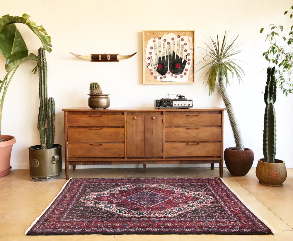 Vintage Stanley Long Low Wood Top Dresser