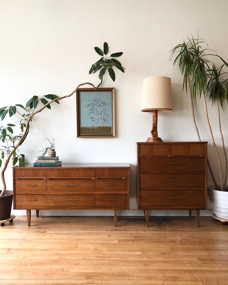Mid-Century Tall & Low Dresser Set Home and Closet Vintage Mid-Century Tall & Low Dresser Set Home and Closet Vintage