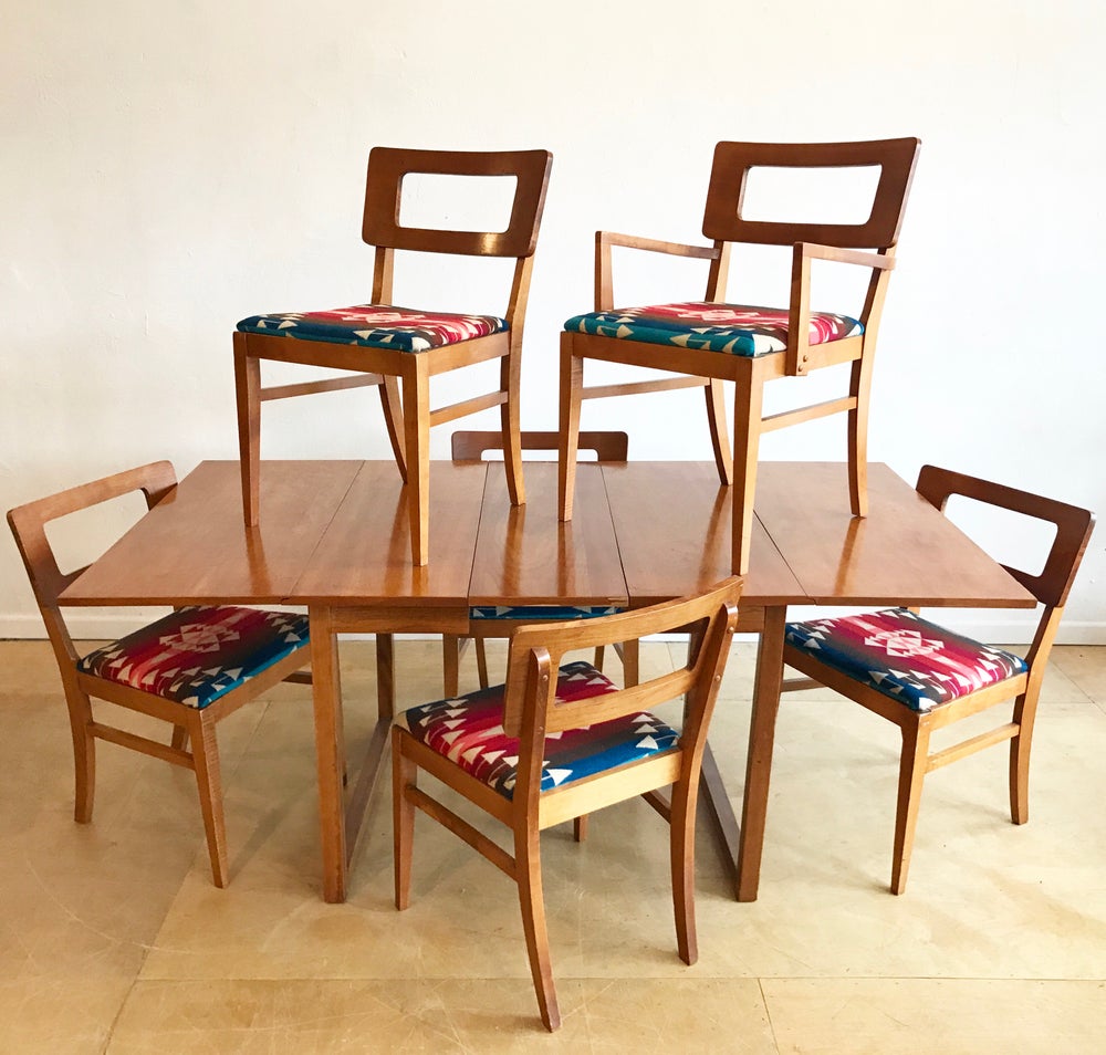 Mid-Century Dinning Set in Pendleton Wool